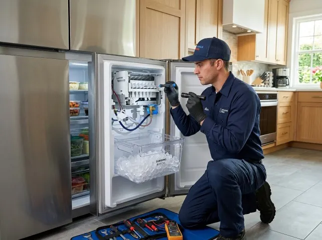 Appliance Repair Hero technician repairing a refrigerator ice maker in Berea, KY